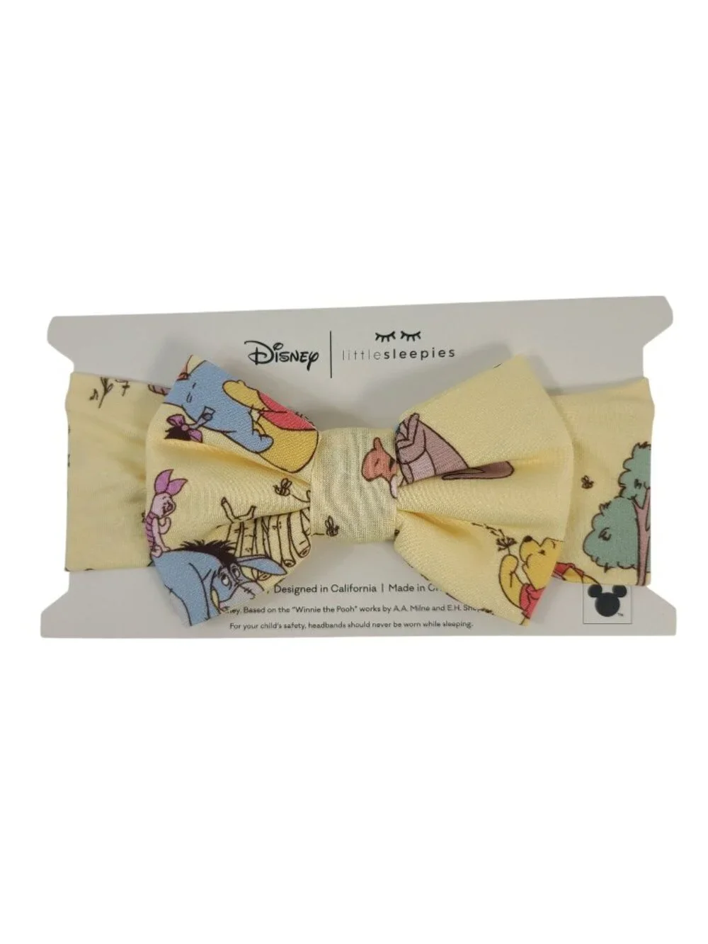 Little Sleepies Disney Winnie The Pooh Yellow Baby Headband Bow Soft
